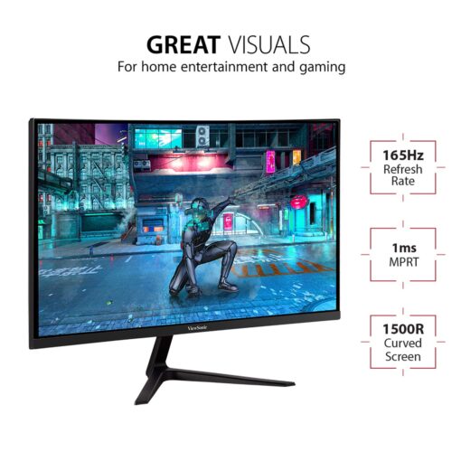 ViewSonic VX2718-2KPC-MHD 27 Inch Curved 1440p 1ms 180Hz Gaming Monitor with FreeSync Premium, Eye Care, HDMI and Display Port - Image 7
