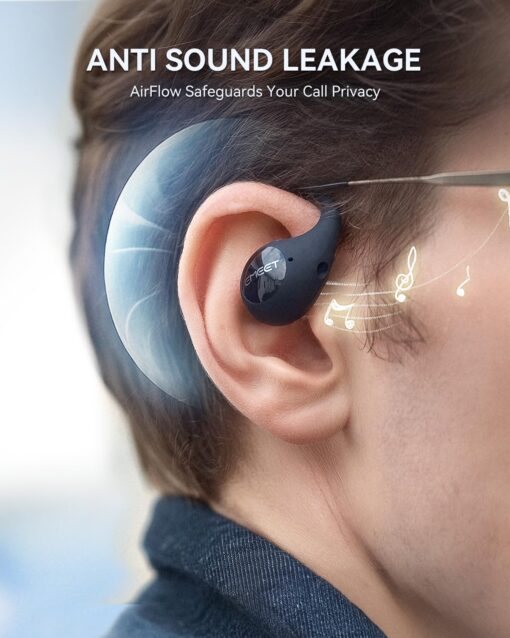 EMEET Airflow Open Ear Headphones with Mic, Zoom Certified, True Wireless Headsets with Detachable Microphone, ENC+VoiceCore 2.0 Noise Cancelling, Bluetooth 5.3, Multi-Point, Wireless Earbuds for Work - Image 2
