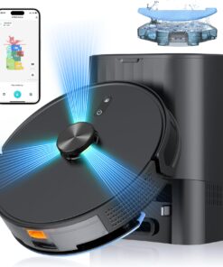 Giomre 3-in-1 Robot Vacuum and Mop Combo, Self Emptying Station for 60 Days, Robotic Vacuum Cleaner with LiDAR Navigation & Max Strong 5000Pa Suction, 2.4G WiFi/Alexa/App Control, Self-Charging Base