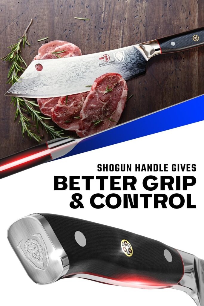 Dalstrong Hybrid Cleaver & Chef Knife - 12 inch Extra-Long Blade - Shogun Series ELITE - The 'Crixus' - Japanese AUS-10V Super Steel Kitchen Knife - Black Handle - Razor Sharp Knife - w/Sheath - Image 5
