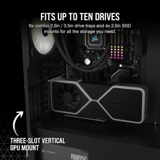 CORSAIR 7000D AIRFLOW Full-Tower ATX PC Case – High-Airflow Front Panel – Spacious Interior – Easy Cable Management – 3x 140mm AirGuide Fans with PWM Repeater Included – Black - Image 5
