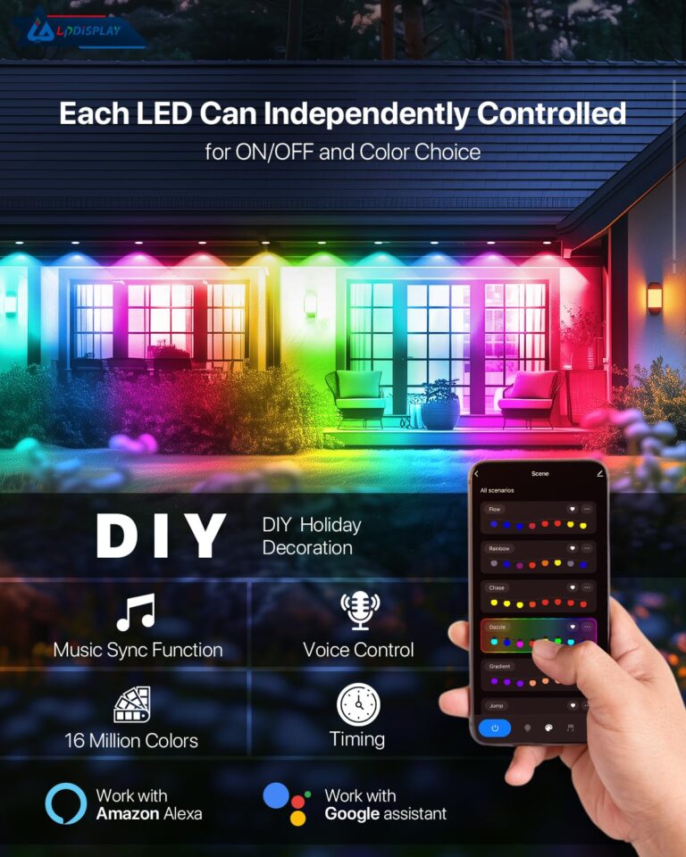 LPDISPLAY Permanent Outdoor Lights Pro 100ft with 80LEDs,RGB Cool Warm Light Smart permanen Outdoor Lights, Outdoor Christmas Lights for Outside House Decor All Year, Halloween, Christmas, Holiday - Image 9