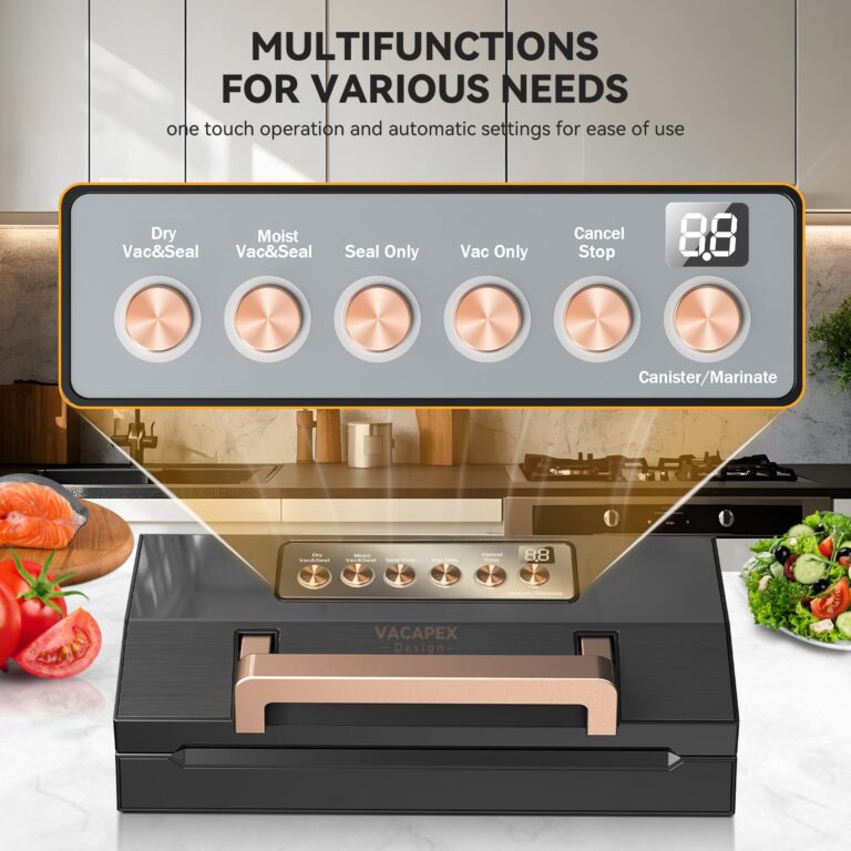 2025 Black Stainless Steel Food Vacuum Sealer, VACAPEX Deluxe Vacuum Sealer Machine with 11" Double Heat Seal and Automatic One-Touch System, Bags Storage & Cutter, Easy-Lock Handle with 2 Bag Rolls - Image 7