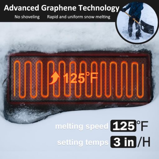 30'' x 30'' Snow Melting Mats Outdoor, Heated Snow Melting Mats, Electric Ice Melting Mats For Winter Snow Removal,Driveway Heating Mat For Snow,Heated Walkway Mats Outdoor With With 10ft Power Cord - Image 3
