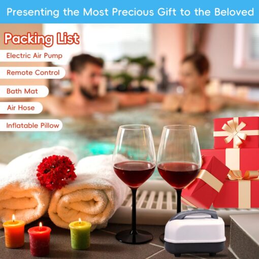 Crossing King Portable Spa Bubble Bath Massager - Bubble Bath Mat Tub Spa Massager with Upgraded Powerful Suction Cup, Electric Air Pump, Pillow and Remote Control for Ultimate Relaxation, Large Size - Image 2