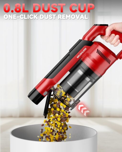 350W Cordless Vacuum Cleaner for Milwaukee M18 Battery, 35kPa Brushless Lightweight Stick Vacuum with 3 Mode Suction, 6 in 1 Stick Vacuum Cleaner with HEPA for Floor, Carpet, Car, Battery Not Included - Image 5