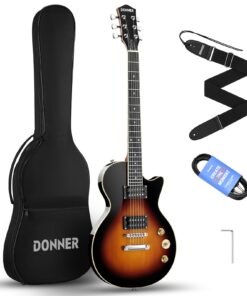 Donner 39 Inch LP Electric Guitar Solid Body Beginner Kit Sunburst Full Size, with Bag, Strap, Cable, for Beginner,DLP-124S