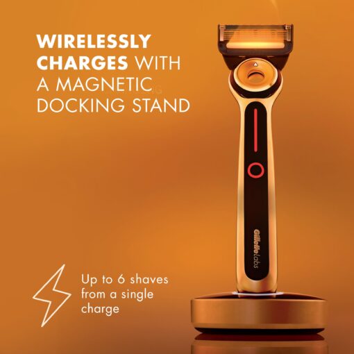 Gillette Labs Heated Razor Gold Edition - 1 Handle, 5 Blade Refills, 1 Charging Dock - Image 3