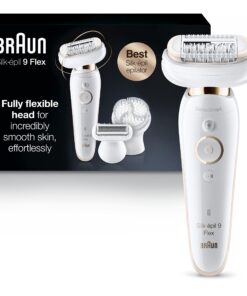 Braun Epilator Silk-épil 9 9-030 with Flexible Head, Facial Hair Removal for Women and Men, Hair Removal Device, Shaver & Trimmer, Cordless, Rechargeable, Wet & Dry, Beauty Kit with Body Massage Pad