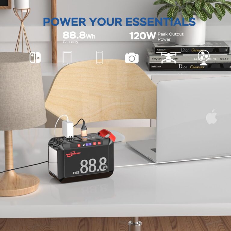 POWSTREAM 88.8Wh Portable Power Station with AC Outlet 120W Peak, 24000mAh Solar Generator with Foldable 21W Panels Included, Solar Powered Power Bank for Outdoor Camping Home Backup Emergency RVs - Image 9