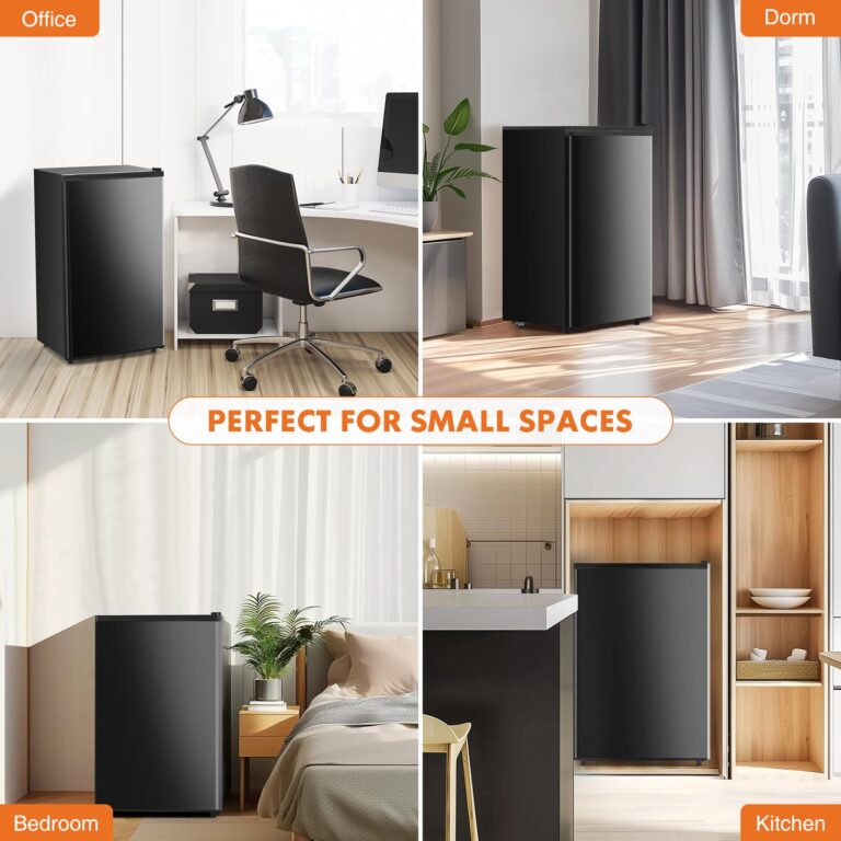 Sweetcrispy 3.2 Cu.Ft Mini Fridge with Freezer Small Refrigerator Single Door Adjustable Thermostat Energy-efficient Low Noise, Compact Fridge for Bedroom, Office, Dorm (Black) - Image 2