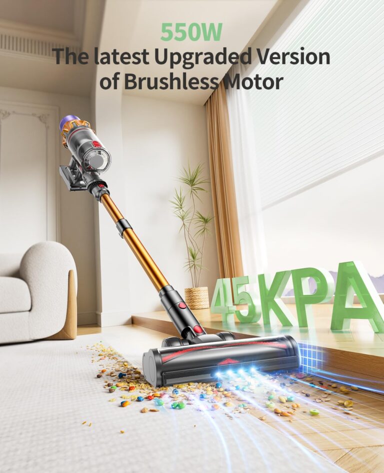 Cordless Vacuum Cleaner, 550W 45KPA 60Mins Cordless Stick Vacuum Cleaner With Touch Screen, Self-Standing,Wall Mount Charging, Handheld Vacuum Cleaners for Home/Pet Hair/Carpets/Hard Floors(X7A) - Image 8