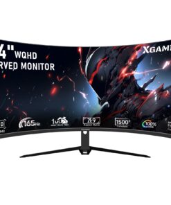 34-Inch Ultra WQHD Curved Gaming Monitor 3440 x 1440p, 180Hz, 100% sRGB, 1ms, FreeSync, 1500R Ultrawide 21:9, HDMI DisplayPort Display Build-in Speakers, VESA, Tilt Adjustable