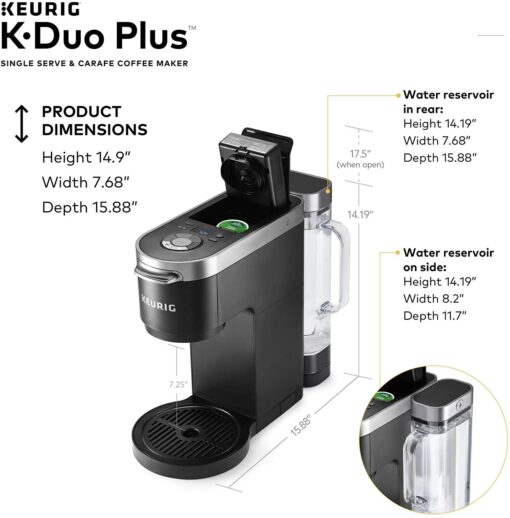 Keurig K-Duo Plus Coffee Maker, with Single Serve K-Cup Pod and 12 Cup Carafe Brewer, Black (12-Cup Thermal Carafe and 15 K-Cup Pods included) - Image 4