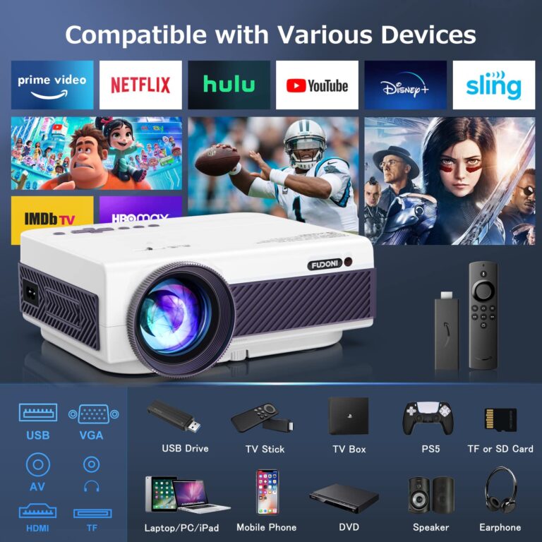 Projector with WiFi and Bluetooth, FUDONI 5G WiFi Native 1080P Outdoor Projector 15000L Support 4K, Portable Movie Projector with Keystone & Zoom, for iOS/Android/Laptop/TV Stick/HDMI/USB/VGA/TF - Image 3