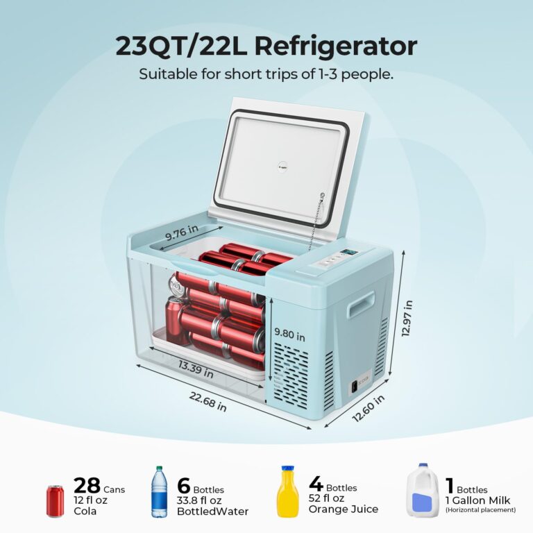 BougeRV Green 23Quart Portable Refrigerator, 12 Volt Fridge 22L, Portable Freezer Compressor Cooler 12/24V DC 110~240 Volt AC for Truck Van RV Camper -7℉~50℉ - Image 8