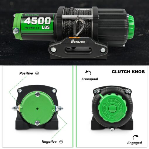 STIMULATER 4500LB ATV Winch with Synthetic Rope, with Wireless Remote and Wired Switch,with Hawse Fairlead,with Hook,IP67 Waterproof,Suitable for Most ATVs and UTVs - Image 7