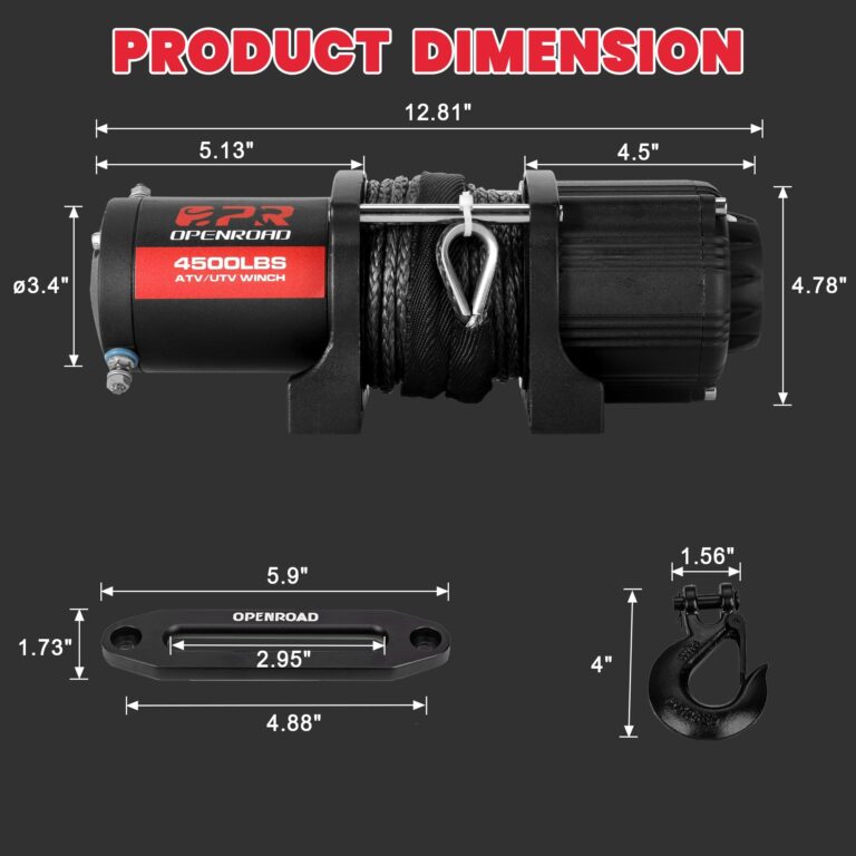 OPENROAD 4500 lb ATV/UTV Winch,Waterproof IP67 Electric Winch with 1/4"×50' Synthetic Rope,Wireless Remote and Winch Stopper (4500lb Without Mounting Plate) - Image 3
