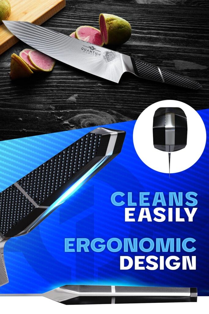 Dalstrong Chef Knife - 8.5 inch - Quantum 1 Series - Ultra-Sharp - American Forged BD1N-VX Hyper Steel - Carbon Fibre G10 Hybrid Handle - Premium Kitchen Knife - Leather Sheath - Image 5