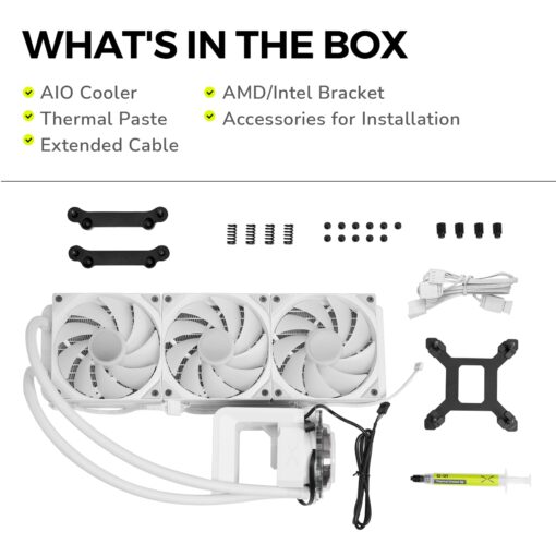 TRYX Panorama SE 360 ARGB White 360mm AIO Rotatable 6.5'' AMOLED Curved Screen 3D Anamorphic Effect Customizable AIO Cooler 360mm White Asetek Adela 280w TDP Intel LGA 1851/1700/1200/115X AMD AM5/AM4 - Image 2