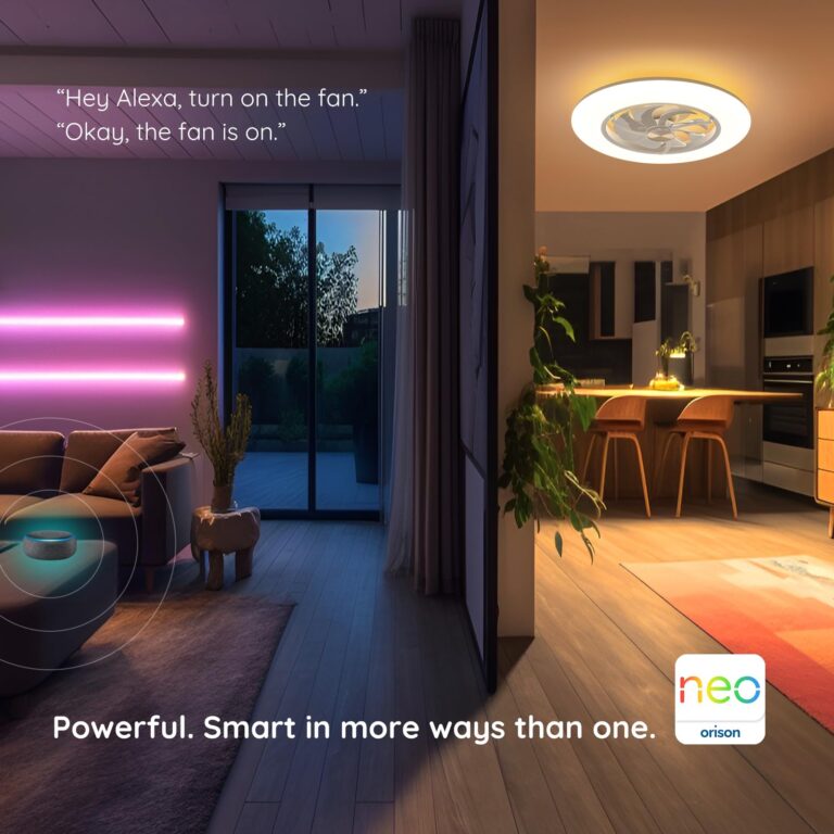 Orison Ceiling Fan with Light- 22.4 in Smart Low Profile Ceiling Fans with Alexa/Google Assistant/App Control 6 Speed Color Changing Ceiling Fan LED-RGB Back Ambient Light - Image 8