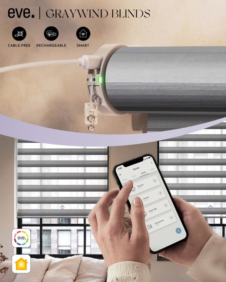 Graywind HomeKit Smart Zebra Blinds Eve Powered Siri Voice Home App Rechargeable Motorized Dual Layer Blinds Privacy Light Control, Custom Size (Gradient Grey Silver) - Image 5