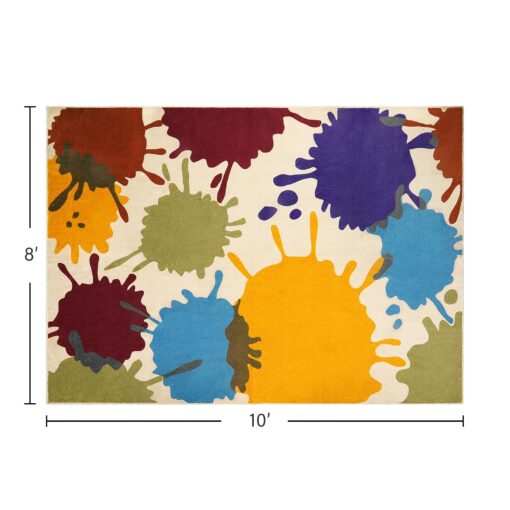 STARUIA Large Area Rug for Living Room, 8'x10' Rainbow Kids Rug for Classroom, Colorful Art Washable Rug for Bedroom, Non-Slip Ink Splotch Nursery Rug Soft Modern Living Room Carpet for Dorm School - Image 2