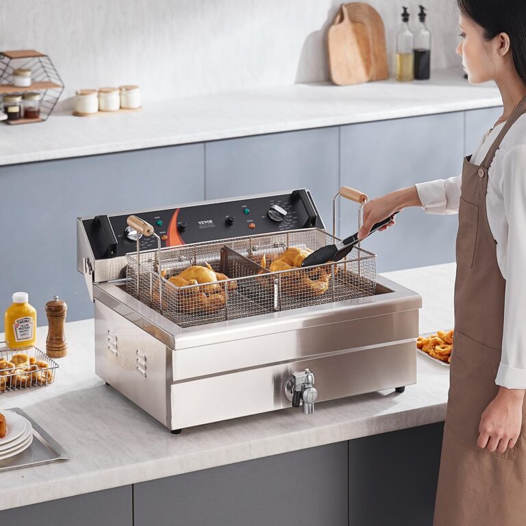 VEVOR Commercial Deep Fryer, 3000W Electric Turkey Fryer with Basket, Large Capacity 30.6Qt / 29L Countertop Single Oil Fryer, Stainless Steel, Temp Control, for Kitchen Restaurant Use, Silver - Image 6