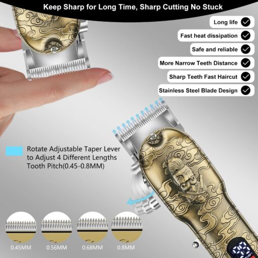 Hair Clippers for Men Professional，Clippers and T-Blade Trimmers Set，Electric Razor Shavers Hair Trimmer Kit Hair Clippers for Men Professional，Nose Hair Beard Trimme - Image 3