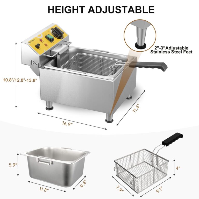 Perossia Large Deep Fryer with Basket and Lid 10L(10.6Qt), 304SS Electric Deep Fryer for Home and Commercial, Countertop Deep Fryers, 1750W Fast Heating, 120V - Image 7