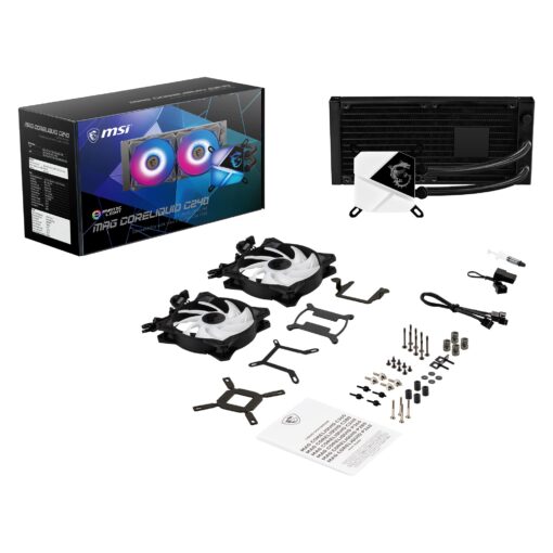 MSI MAG CoreLiquid C240 - AIO ARGB CPU Liquid Cooler - 240mm Radiator - LGA 1700 Ready - Dual 120mm ARGB PWM Fans for Desktop - Image 2