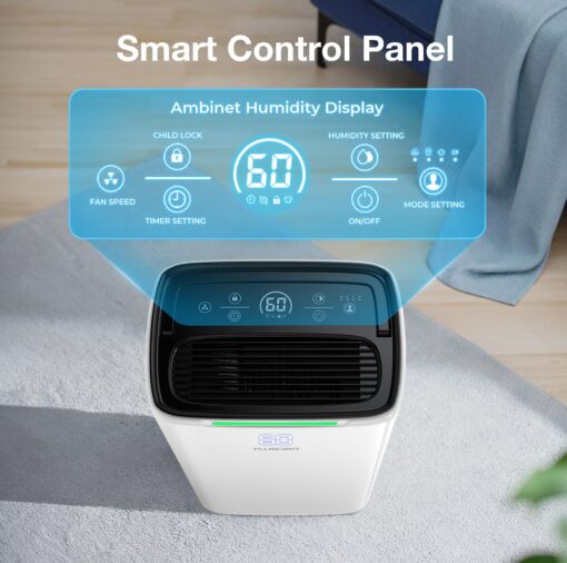52-Pint Energy Star Dehumidifier for Basement, PLUSCENT 5000 Sq.Ft Coverage with Drain Hose, Ultra-Quiet 4 Modes, Smart Humidity Sensor & 24H Timer for Home/Bedroom/Large Rooms - Image 7