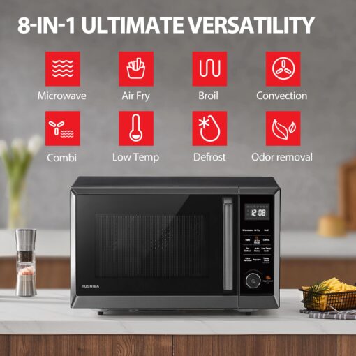 TOSHIBA Air Fryer Combo 8-in-1 Countertop Microwave Oven, Convection, Broil, Odor removal, Mute Function, 12.4" Position Memory Turntable with 1.0 Cu.ft, Black stainless steel, ML2-EC10SA(BS) - Image 7