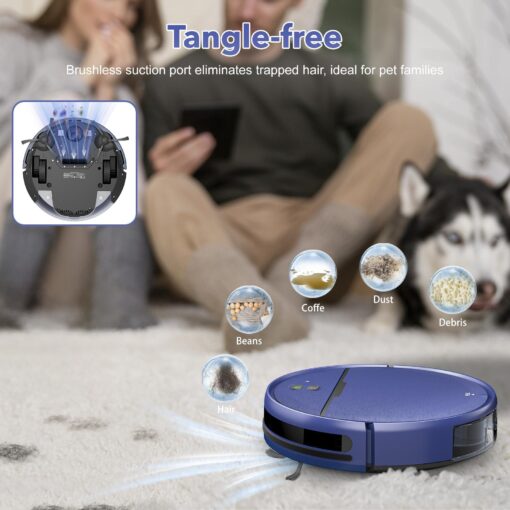 Robot Vacuum and Mop Combo, 2-in-1 Robot Vacuum Cleaner with Strong Suction, Compatible with APP/Home Integration, Schedule, Long battery life, Tangle-free, Ideal for Pet hair and Low Pile carpets - Image 4