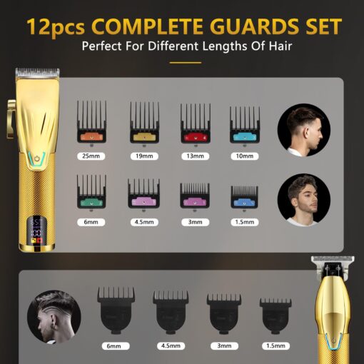 Hair Clippers for Men Professional，Clippers and T-Blade Trimmers Set，Electric Razor Shavers Hair Trimmer Kit Hair Clippers for Men Professional，Nose Hair Beard Trimme - Image 6