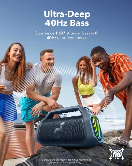 soundcore Boom 2 Plus By Anker, Outdoor Speaker, 140W, 2+2 Channel, BassUp 2.0, 20H Playtime, Fast Charge, IPX7 Waterproof, RGB Lights, Power Bank, Bluetooth 5.3, Portable for Outdoors, Camping, Beach - Image 7