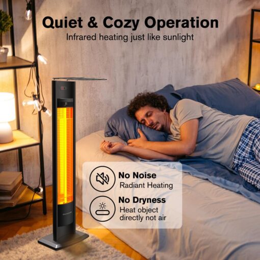 ThermoMate Outdoor Indoor Electric Patio Heater, 1500W 38.5" Portable Tower Infrared Heaer, IP55 Rated Space Radiant Heater with Remote, Timer, Tip-over Protection for Backyard, Restaurant & Garage - Image 5