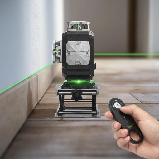 Huepar Laser Level 360 Self Leveling, 4x360° Green Cross Line Laser with LCD Screen, 4D Bluetooth Outdoor Pulse Mode Laser Tool for Construction -Remote Control, Li-ion Battery or 4 AA Batteries-S04CG - Image 2