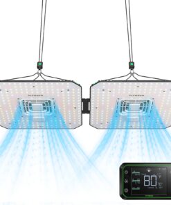 VIVOSUN 2X AeroLight A100, Tunable Spectrum, LED Grow Light 100W with Integrated Circulation Fan & Growhub Controller E42A, Compatible with App & E25, 2 x 2 Ft. Coverage