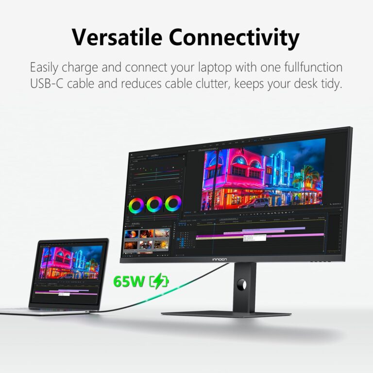 INNOCN 29C1F-D 29" Ultrawide Monitor USB Type C 21:9 IPS Display WFHD 2560 x 1080P 350Nits 99% sRGB DP HDMI Computer Monitor, 75Hz, Split Screen, Height/Pivot Adjustable, Wall Mountable - Image 7