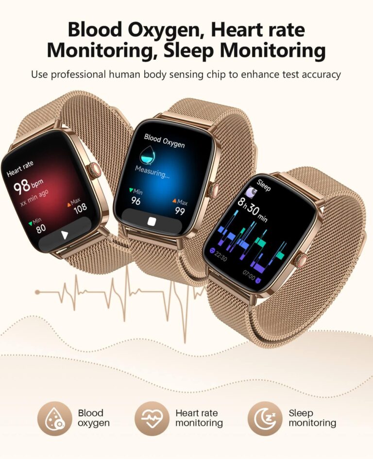 2025 Smart Watches for Women, 1.85" AI Voice Smartwatch, 24/7 Heart Rate Monitor, Stress/SpO2/Sleep Tracker, IP68 Waterproof, Weather, 100+ Sports Fitness Tracker for Android iOS Glod Metal - Image 5