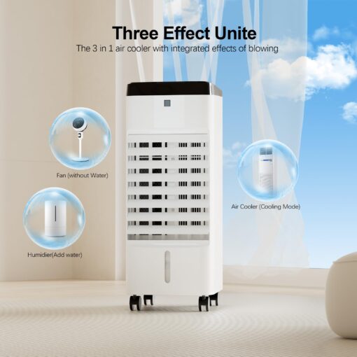 Uthfy Portable Air Conditioners, 3 In 1 Swamp Cooler with 6 Ice Packs, Evaporative Air Cooler with 120°Oscillation, 12H Timer, 3 Speeds, 4 Modes, Remote, Cooling Fan for Bedroom, Living Room, Office - Image 6