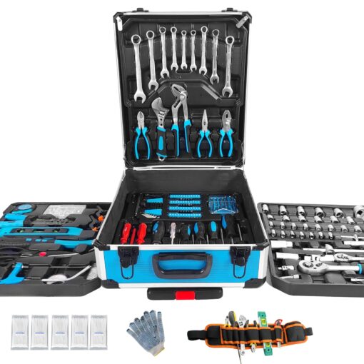Arcwares 799pcs Aluminum Trolley Case Tool Set Silver, House Repair Kit Set, Household Hand Tool Set, with Tool Belt - Image 3