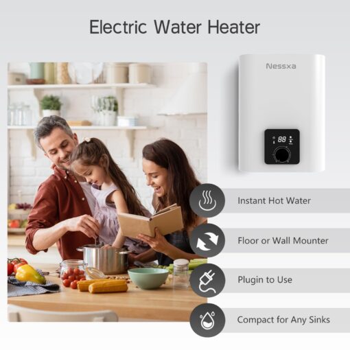 2.65 Gallon Electric Mini Tank Water Heater, 110V 1500W Instant Hot Water Heater, Compact Electric Storage Water Heater, Point of Use On Demand Under Sink Water Heater for Home Kichen Bathroom - Image 2