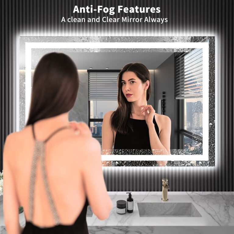 LOAAO 40X32 LED Bathroom Mirror with Lights, Anti-Fog, Dimmable, Backlit + Front Lit, Lighted Bathroom Vanity Mirror for Wall, Memory Function, Waterproof, Tempered Glass - Image 8