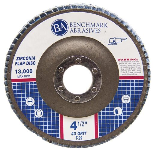 Benchmark Abrasives 4.5" x 7/8" Premium Zirconia T29 Curved Flap Discs 4 1/2 for Angle Grinder, Sanding Discs, Finishing, Rust, Stock Removal- Grinding Wheels 4 1/2 Inch (100 Pack) - 40 Grit - Image 6