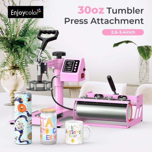 12x15 Heat Press with 30 OZ Tumbler Attachment, 5 in 1 Heat Press Machine for T Shirts, Tumblers Glass Cans Mugs Hats and Plates - Image 7