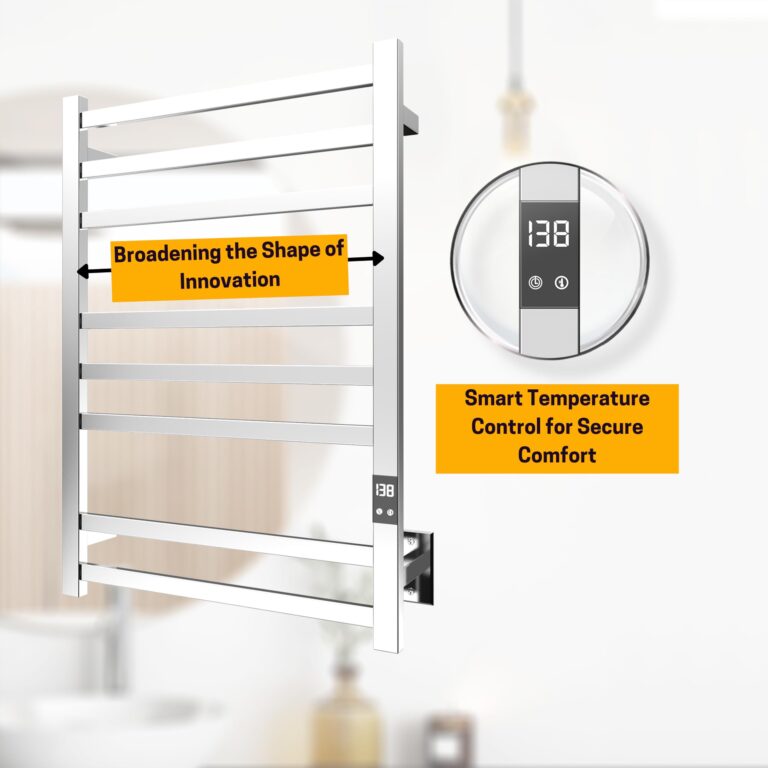 PeakTrivol 8-Bar Towel Warmer - Fast Heating, Auto Shut-Off Timer, LED Display Panel - Hardwired or Plug-in Options - Polished 304 Stainless Steel - Ideal for Bathroom - Hot Towel Warmer Rack - Image 8