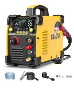 SILATU 55Amps Plasma Cutter, Large LED Display, Non-Touch Pilot Arc, Air Sensor Technology, 110/220V Dual Voltage IGBT Inverter Plasma Cutter Machine, 1/2'' Clean Cutting Thickness