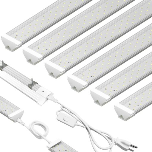 SZHLUX 8FT 110W LED Shop Light, 17400LM 5000K Utility Shop Light, Linkable Daylight White Shop Lights, Integrated LED Ceiling Light Fixture, Garage Light, LED Tube Light for Workshop
